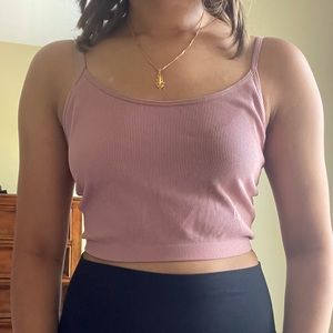 pink stretchy soft crop cami